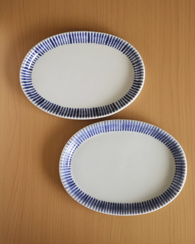 砥部焼の和食器 梅山窯の楕円皿【砥部工房 からくさ】