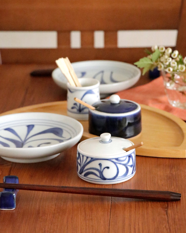 砥部焼の和食器 梅山窯の薬味入れ【砥部工房 からくさ】