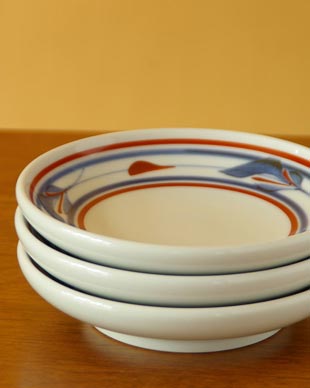 砥部焼・梅山窯　みつ葉の取皿を重ねて