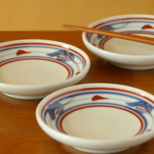 砥部焼・梅山窯　みつ葉の取皿