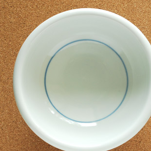 砥部焼・梅山窯　ひまわりの玉ぶち鉢(5寸)上から見て