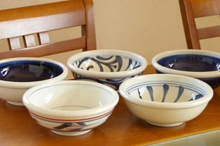 砥部焼・梅山窯 玉ぶち鉢(6寸)