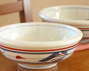 梅山窯 みつ葉の玉ぶち鉢(6寸)