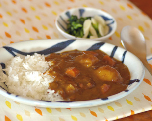 砥部焼・梅山窯　からくさの布目小判深皿