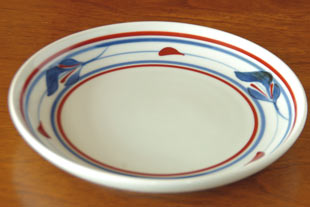 砥部焼・梅山窯　みつ葉の大皿