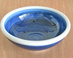 梅山窯　藍色の玉ぶち鉢(7寸)