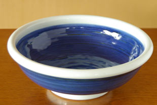 藍色の玉ぶち鉢(8寸)
