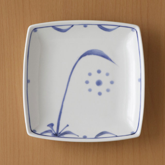 サトウハチロー皿角皿四方皿砥部焼 2枚森かのう画伊予昭和レトロ