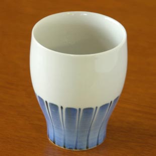 梅山窯　たてしま柄のフリーカップ