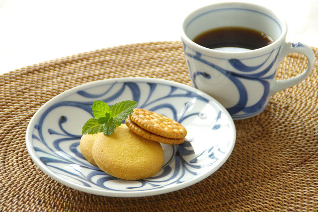 梅山窯のコーヒーカップ　お菓子