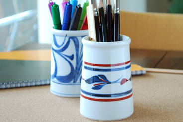 梅山窯　みつ葉の箸立て