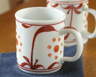 梅山窯　赤太陽のマグカップ