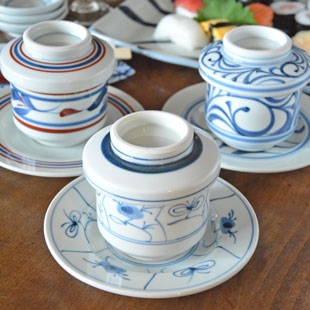 砥部焼・梅山窯　茶碗蒸し