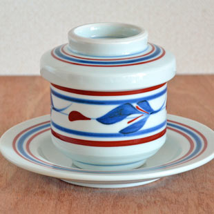 砥部焼・梅山窯　みつ葉の茶碗蒸し