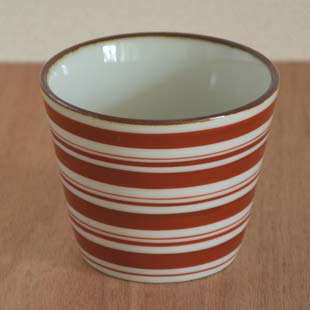 砥部焼　細赤線のそばちょこ