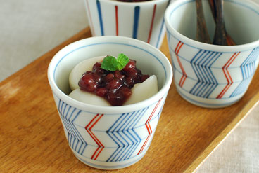 梅山窯　よろけ柄のそばちょこ