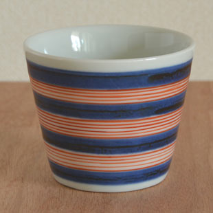 砥部焼　ごす細赤線のそばちょこ