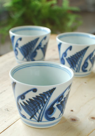 梅山窯　草文のそばちょこ