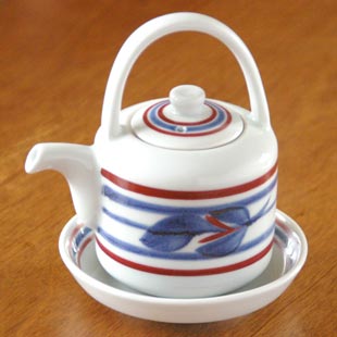 砥部焼・梅山窯　みつ葉の醤油さし（大）