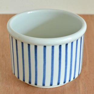 砥部焼・梅山窯　とくさ柄の筒鉢(5寸)