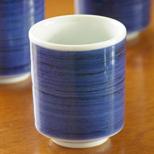 梅山窯　藍色の筒湯呑