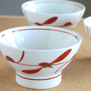 砥部焼　赤笹の茶碗