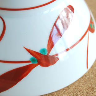 砥部焼・梅山窯　赤笹の茶碗(小)の絵柄