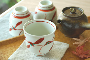 梅山窯　赤笹の湯呑