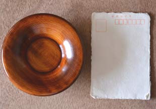 香川漆器 あさがお茶托をはがきと比較して