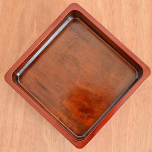 香川漆器】8寸(24cm)四段角重(後藤塗、天然木くりぬき)