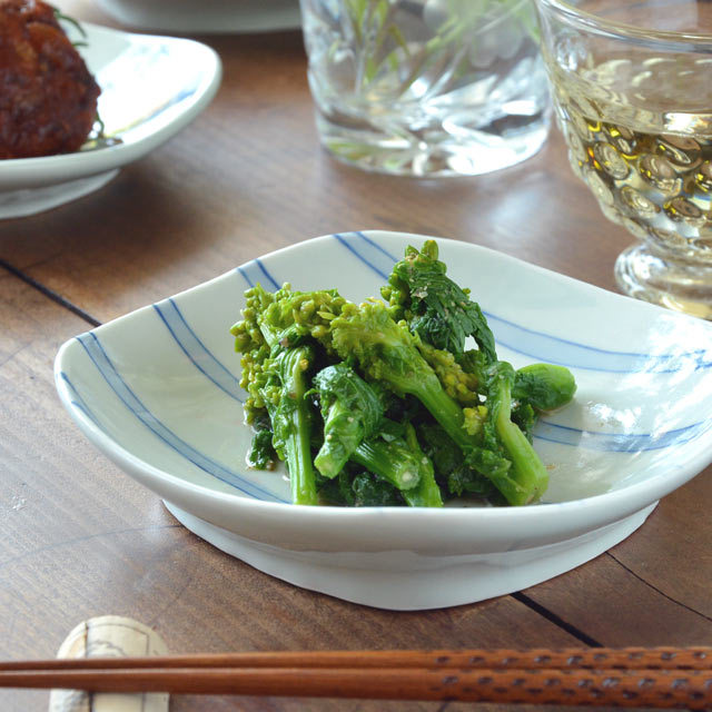 和食器・砥部焼 まるしかく取皿(ダミストライプ)