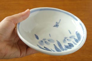 砥部焼・森陶房・カレー皿(大)ブルー木の葉文【和食器通販e