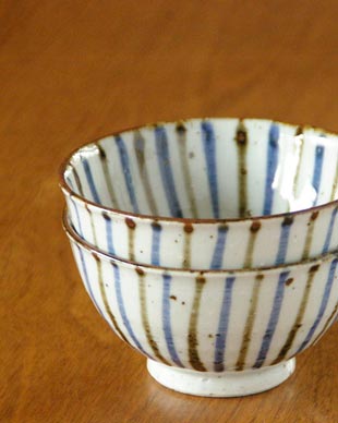 砥部焼・森陶房　麦わらの茶碗(大)を重ねて