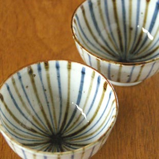 砥部焼・森陶房　麦わらの茶碗を上から見て