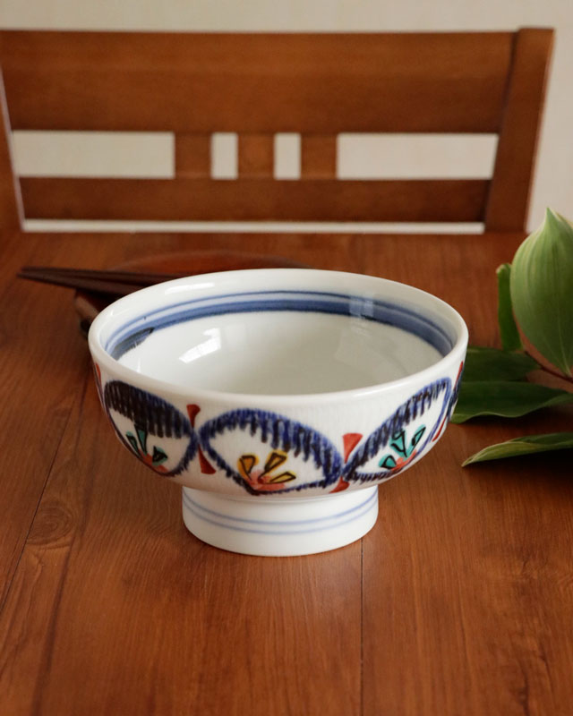 砥部焼　西岡工房　中鉢 砥部焼 西岡工房 中鉢（花朱絵）【和食器通販e-tobeyaki.com】