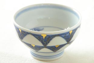 砥部焼　ゴスペン柄の茶碗