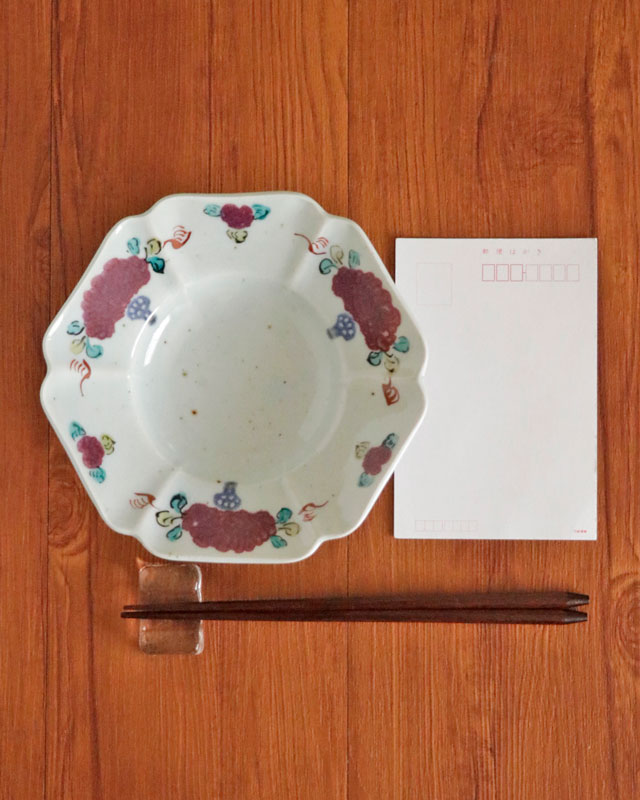 【新品・未使用】中田窯　六角浅鉢 砥部焼の和食器 中田窯の浅鉢【砥部工房 からくさ】