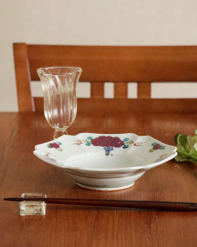 【新品・未使用】中田窯　六角浅鉢 砥部焼の和食器 中田窯の浅鉢【砥部工房 からくさ】