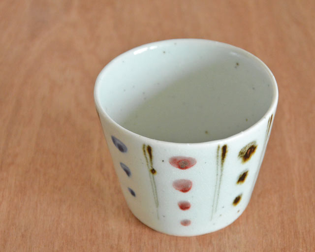 中田窯 三色水玉のそばちょこ(大)