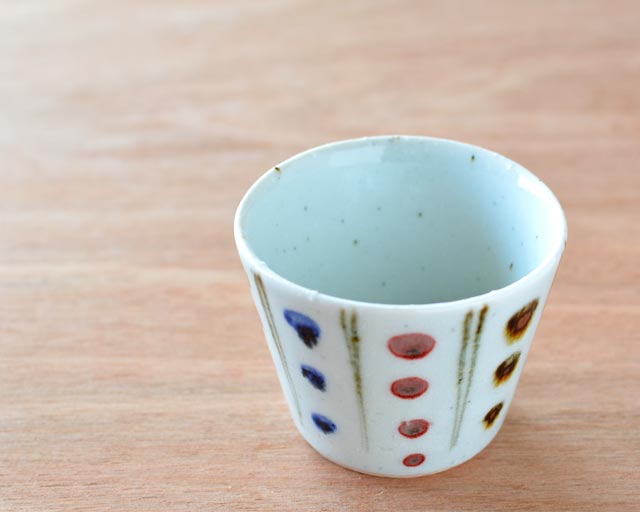 中田窯 三色水玉のそばちょこ(小)