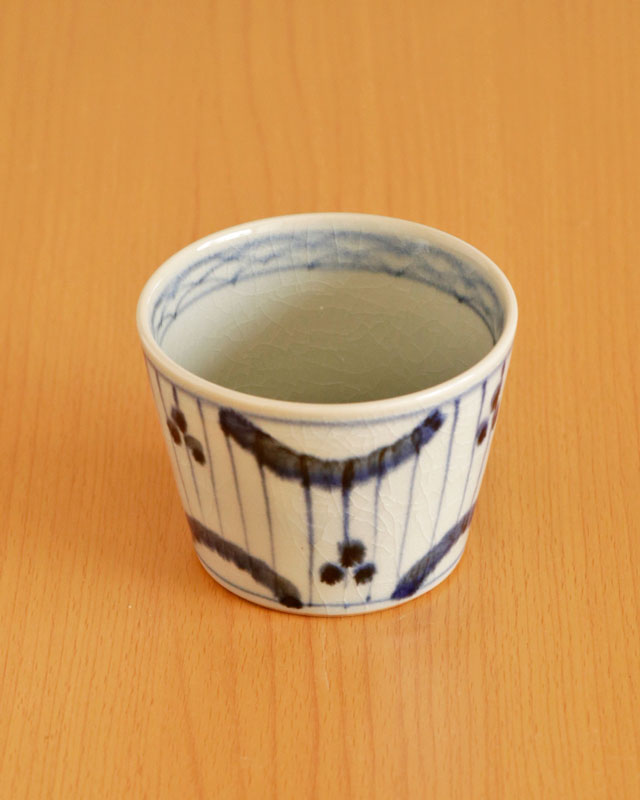 愛媛県 砥部焼 染付 鳥柳紋 猪口 地方窯 古伊万里 砥部焼の和食器 皐月窯の蕎麦猪口 【砥部工房 からくさ】
