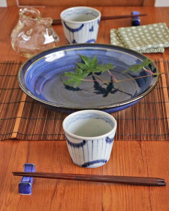 愛媛県 砥部焼 染付 鳥柳紋 猪口 地方窯 古伊万里 砥部焼の和食器 皐月窯の蕎麦猪口 【砥部工房 からくさ】