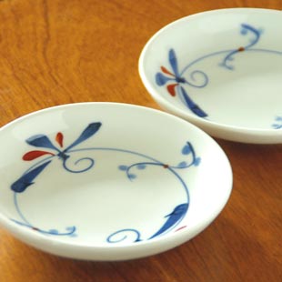 千山窯　上絵とんぼの小皿(4寸）