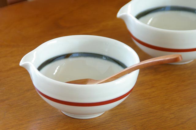 砥部焼・千山窯 ボーダー柄の片口鉢