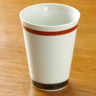 砥部焼・千山窯　ボーダー柄のタンブラー