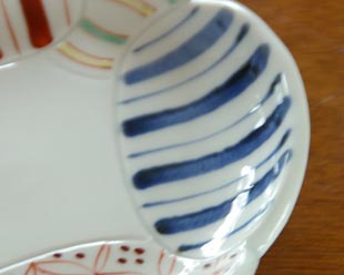 砥部焼 陶房遊 彩り紋の花皿　6寸　4枚 砥部焼の和食器 陶房遊の中皿 【砥部工房 からくさ】