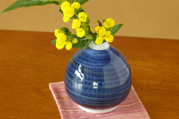 陶房遊　藍色のぷっくり花器