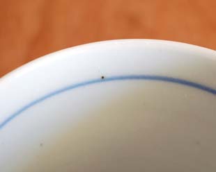 砥部焼・陶房遊　ブルーリーフのそばちょこの縁部分