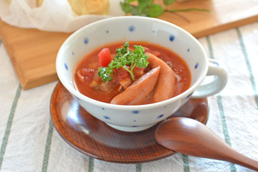 砥部焼・陶房遊　キノミナノのスープカップにアイスを