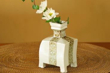 東哉　花入れ　黄交趾　音羽山窯　京焼 東哉 花入れ 黄交趾 音羽山窯 京焼 茶器/茶道具 花入 置